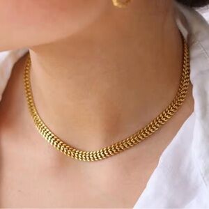 18K Gold Plated Wide Twist Chain Neckalce